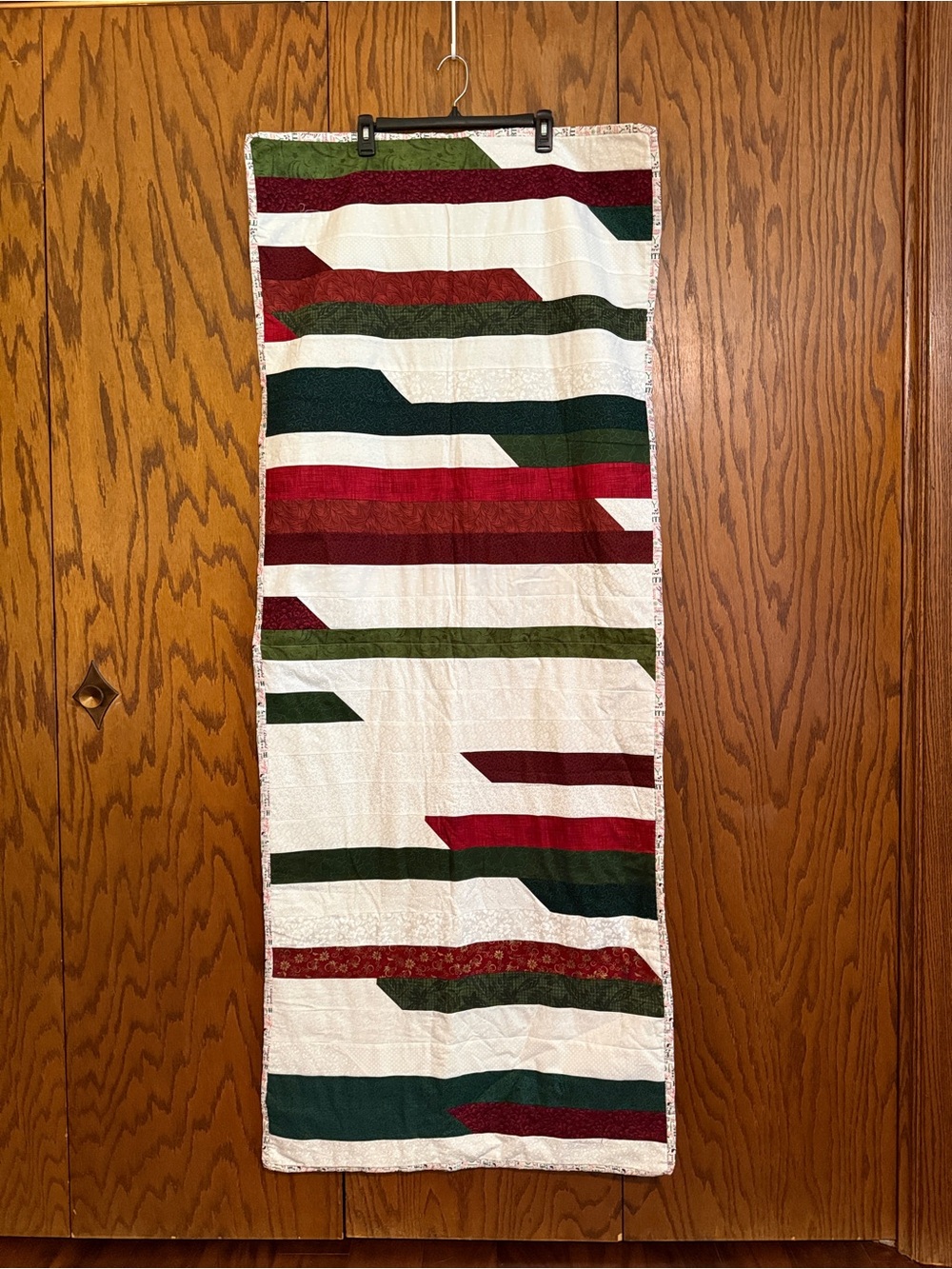 Handmade Quilted Christmas Table Runner Snowmen Red Green Holiday Decor